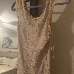 Lace Sleeveless dress top in Cream